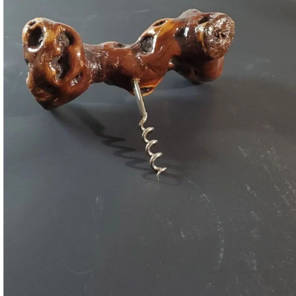 Wooden Cork Screw Wine Bottle Opener Wood knotted Vine~Vintage~